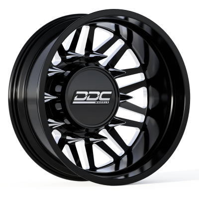 DDC Wheels - 94-18 RAM 92-10 GM Aftermath Black/Milled 20X8.25 8X165 121.3 12.50 TireDually Wheel Kit