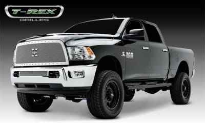 T-Rex Grilles - 13-18 RAM 2500/3500  T-Rex Polished X-Metal Series Studded Mesh Grille, 1 Pc, Replacement, Chrome Studs