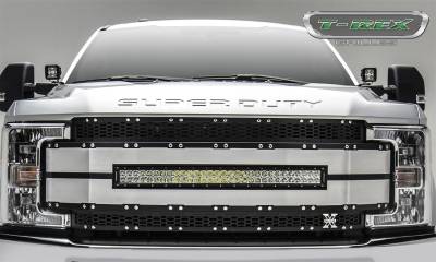 T-Rex Grilles - 17-19 FORD F250/F350 Super Duty  T-Rex Black Torch Al Series, Black Mesh Brushed Trim, 1 Pc, Replacement, Chrome Studs with (1) 30" LED, Does Not Fit Vehicles with Camera - Image 5