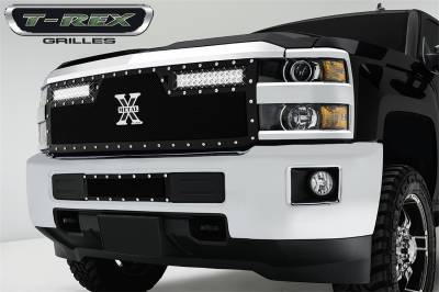 Exterior Accessories - Grille - T-Rex Grilles - 15-19 SILVERADO  T-Rex Black Torch Series LED Light Grille, 1 Pc, Replacement, Chrome Studs with (2) 12" LEDS