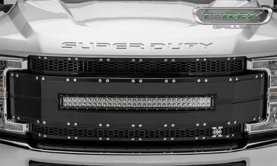 T-Rex Grilles - 17-19 FORD F250/F350  T-Rex Torch Al Series Grille Black Torch Series Grille, Black Mesh and Trim, 1 Pc, Chrome Studs with (1) 30" LED (does not fit vehicles with Camera) - Image 3