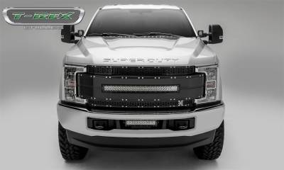 T-Rex Grilles - 17-19 FORD F250/F350  T-Rex Torch Al Series Grille Black Torch Series Grille, Black Mesh and Trim, 1 Pc, Chrome Studs with (1) 30" LED (does not fit vehicles with Camera) - Image 4