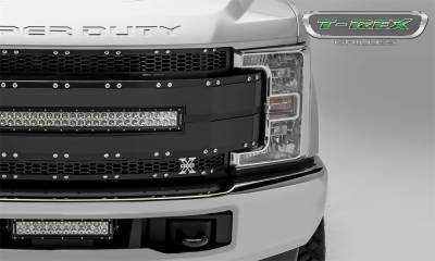 T-Rex Grilles - 17-19 FORD F250/F350  T-Rex Torch Al Series Grille Black Torch Series Grille, Black Mesh and Trim, 1 Pc, Chrome Studs with (1) 30" LED (does not fit vehicles with Camera) - Image 5