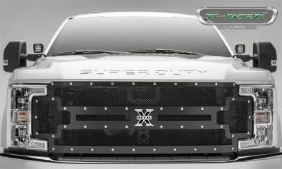 T-Rex Grilles - 17-19 FORD  F250/F350  Super Duty  T-Rex Black  X-Metal Series Studded Mesh Grille, 1 Pc, Replacement, Chrome Studs (does not fit vehicle with camera) - Image 2