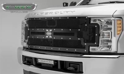 T-Rex Grilles - 17-19 FORD  F250/F350  Super Duty  T-Rex Black  X-Metal Series Studded Mesh Grille, 1 Pc, Replacement, Chrome Studs (does not fit vehicle with camera) - Image 4