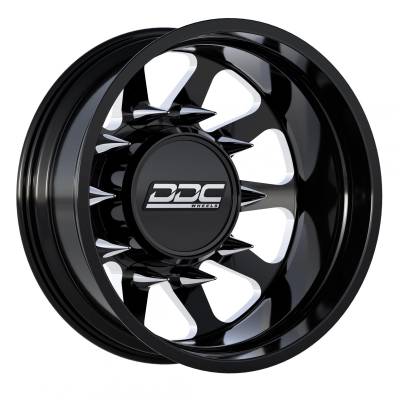 Tire and Wheel - Dually Wheels - DDC Wheels - 94-18 RAM 92-10 GM The Ten Black/Milled 22X8.25 8X165 121.3 13.50 TireDually Wheel Kit