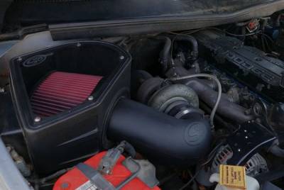 Cold Air Intake For 94-02 Dodge Ram 2500 3500 5.9L Cummins Cotton Cleanable Red S&B - dieselpros.com