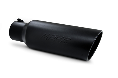 Exhaust Tip - 4 Inch Inlet - MBRP Exhaust - Exhaust Tip 6 Inch O.D. Rolled End 4 Inch Inlet 18 Inch Length Black Finish MBRP